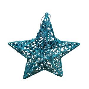 7" Star Glitter Wire Framed Sequins Hanging Christmas Holiday Ornament Blue